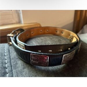 Men’s Nocona Black Leather Concho Belt Size 30 Vintage Western